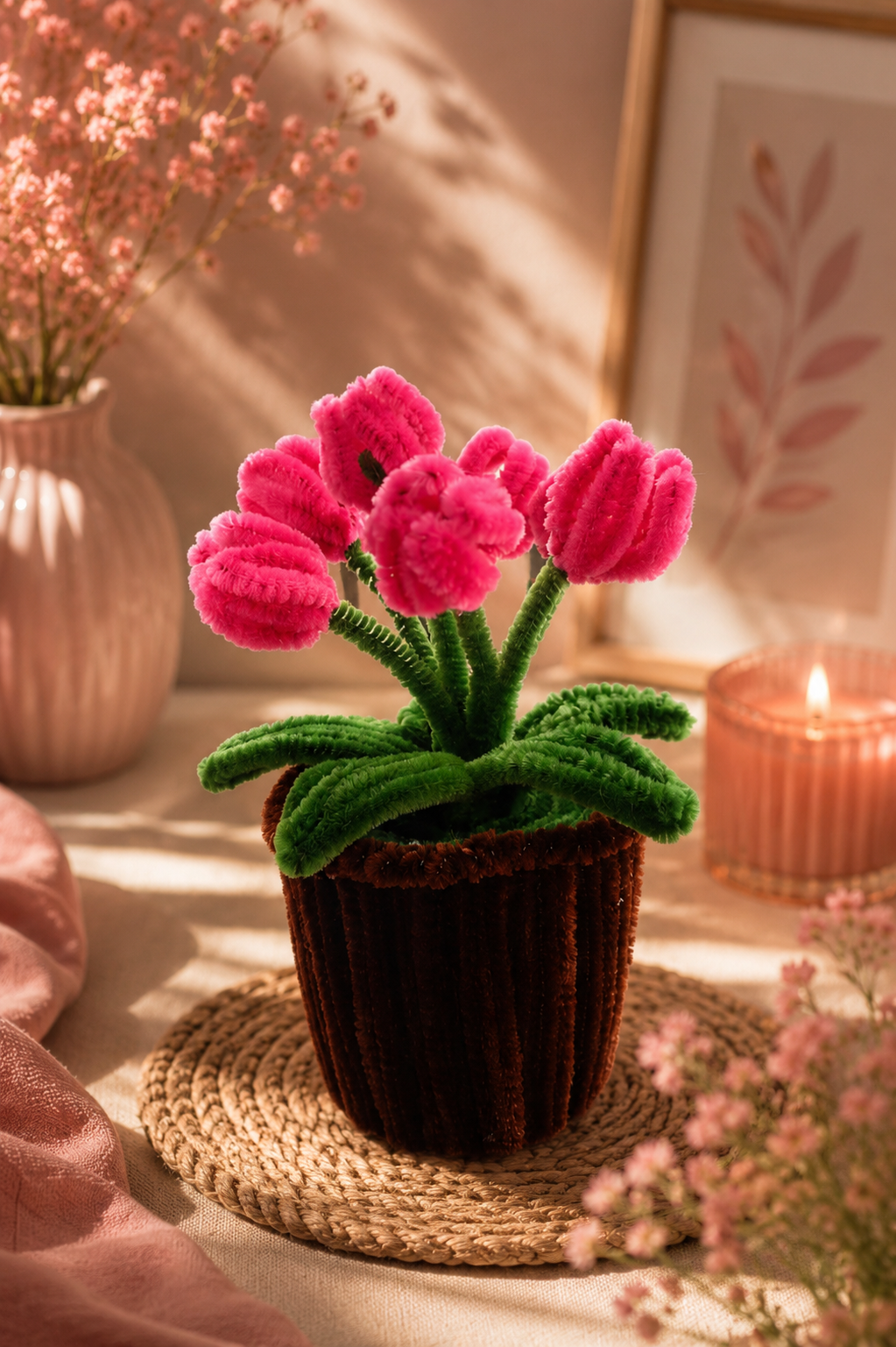 Pink Tulip Flower Pot